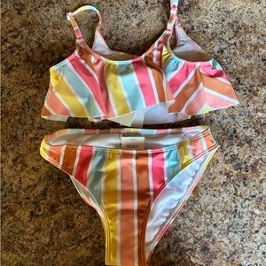 Roxy Kids' Vibrant Striped Bikini Set. NWT